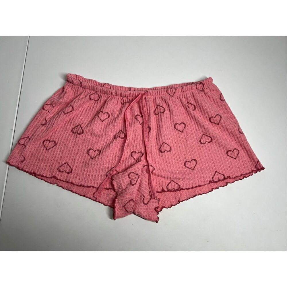 Lauren Conrad Pink Pajama Shorts Heart Print Size L